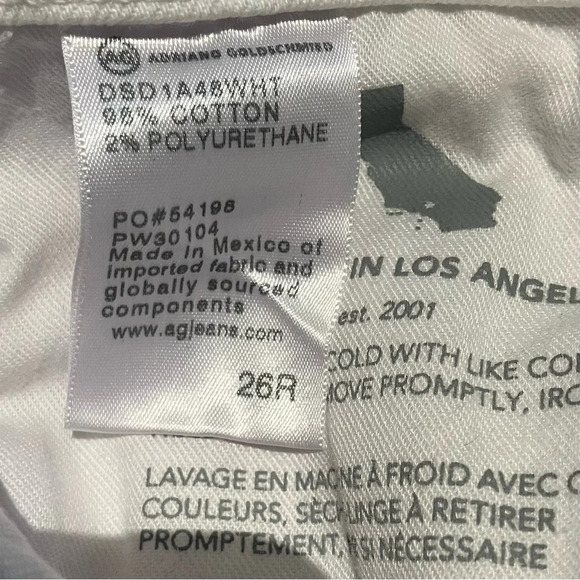 NWT AG Mari Crop High-Rise Slim Straight White Denim Jeans (26) - Picture 9 of 9